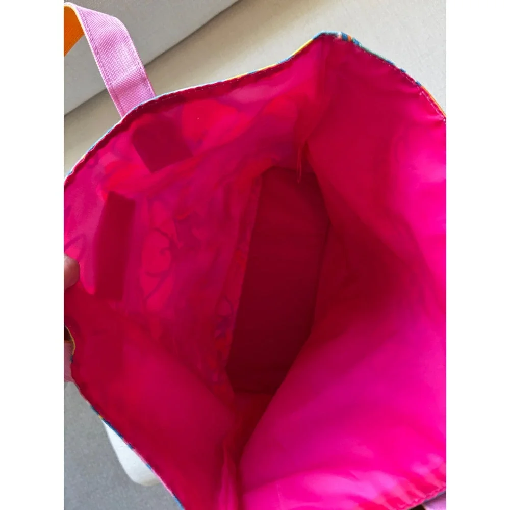 Lilly Pulitzer Tote Bag OS Blue‎ Floral Estee Lauder Canvas Beach Bag Travel